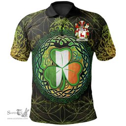 ScotsTee Shop Irish Cremin or O'Cremin Coat of Arms Irish Polo Shirt Circle Celtic Tree And Shamrock