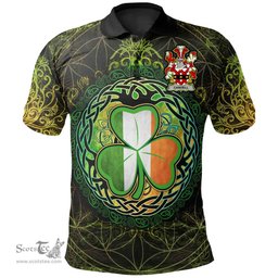 ScotsTee Shop Irish Candell Coat of Arms Irish Polo Shirt Circle Celtic Tree And Shamrock