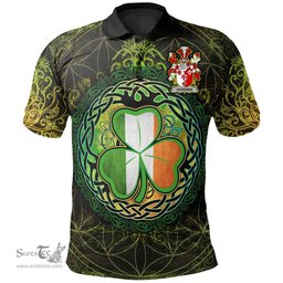 ScotsTee Shop Irish Goodwin Coat of Arms Irish Polo Shirt Circle Celtic Tree And Shamrock