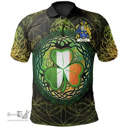 ScotsTee Shop Irish Ferguson Coat of Arms Irish Polo Shirt Circle Celtic Tree And Shamrock