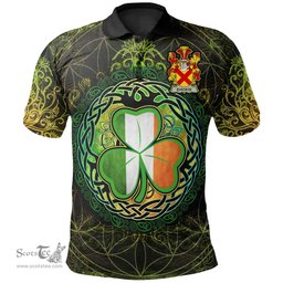 ScotsTee Shop Irish Eustace Coat of Arms Irish Polo Shirt Circle Celtic Tree And Shamrock