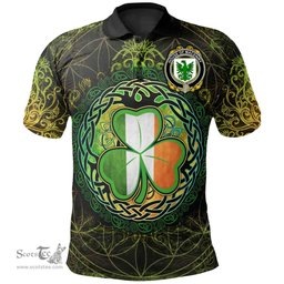 ScotsTee Shop Irish House of MACENIRY Coat of Arms Irish Polo Shirt Circle Celtic Tree And Shamrock