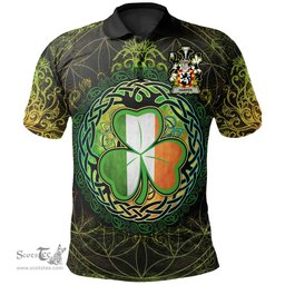 ScotsTee Shop Irish Harper Coat of Arms Irish Polo Shirt Circle Celtic Tree And Shamrock