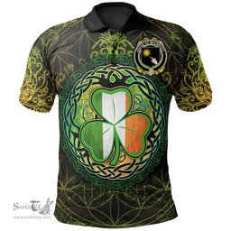 ScotsTee Shop Irish House of MACBRADY Coat of Arms Irish Polo Shirt Circle Celtic Tree And Shamrock