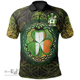 ScotsTee Shop Irish Going Coat of Arms Irish Polo Shirt Circle Celtic Tree And Shamrock