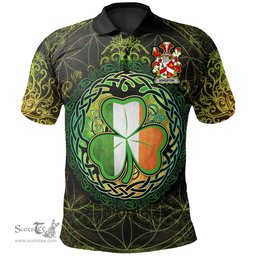 ScotsTee Shop Irish Kingston Coat of Arms Irish Polo Shirt Circle Celtic Tree And Shamrock
