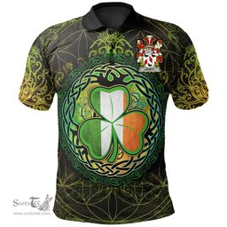 ScotsTee Shop Irish Levett or Lyvett Coat of Arms Irish Polo Shirt Circle Celtic Tree And Shamrock