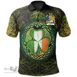 ScotsTee Shop Irish McGrail Coat of Arms Irish Polo Shirt Circle Celtic Tree And Shamrock