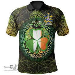 ScotsTee Shop Irish Mackey Coat of Arms Irish Polo Shirt Circle Celtic Tree And Shamrock