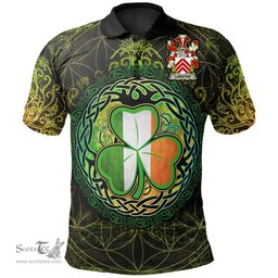 ScotsTee Shop Irish Langton Coat of Arms Irish Polo Shirt Circle Celtic Tree And Shamrock