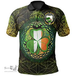 ScotsTee Shop Irish House of O'CALLAGHAN Coat of Arms Irish Polo Shirt Circle Celtic Tree And Shamrock