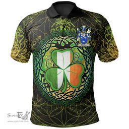 ScotsTee Shop Irish Magill Coat of Arms Irish Polo Shirt Circle Celtic Tree And Shamrock