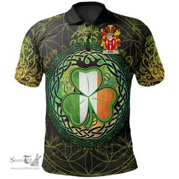 ScotsTee Shop Irish Kyan or O'Kyan Coat of Arms Irish Polo Shirt Circle Celtic Tree And Shamrock