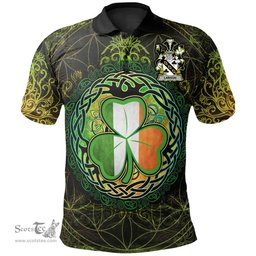 ScotsTee Shop Irish Lawson Coat of Arms Irish Polo Shirt Circle Celtic Tree And Shamrock