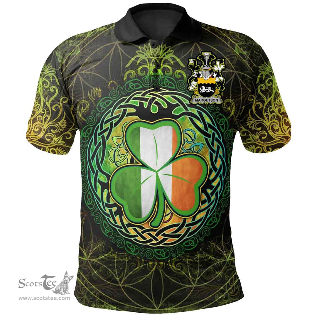 ScotsTee Shop Irish Margetson Coat of Arms Irish Polo Shirt Circle Celtic Tree And Shamrock