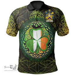 ScotsTee Shop Irish Lany or Laney Coat of Arms Irish Polo Shirt Circle Celtic Tree And Shamrock