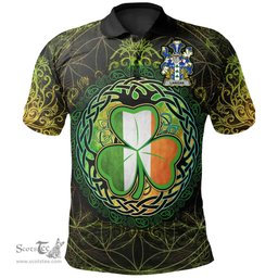 ScotsTee Shop Irish Lanigan or O'Lenigan Coat of Arms Irish Polo Shirt Circle Celtic Tree And Shamrock