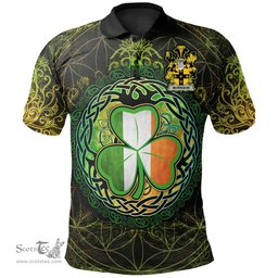 ScotsTee Shop Irish Morrison Coat of Arms Irish Polo Shirt Circle Celtic Tree And Shamrock