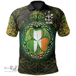 ScotsTee Shop Irish Ley Coat of Arms Irish Polo Shirt Circle Celtic Tree And Shamrock