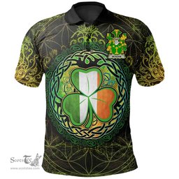 ScotsTee Shop Irish McAdam Coat of Arms Irish Polo Shirt Circle Celtic Tree And Shamrock