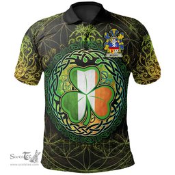 ScotsTee Shop Irish McEvoy or McKelvey Coat of Arms Irish Polo Shirt Circle Celtic Tree And Shamrock