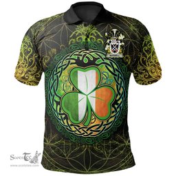 ScotsTee Shop Irish Maxwell Coat of Arms Irish Polo Shirt Circle Celtic Tree And Shamrock