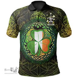 ScotsTee Shop Irish Wiseman Coat of Arms Irish Polo Shirt Circle Celtic Tree And Shamrock