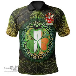 ScotsTee Shop Irish Toole or O'Toole Coat of Arms Irish Polo Shirt Circle Celtic Tree And Shamrock