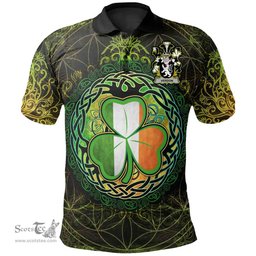 ScotsTee Shop Irish Verdon Coat of Arms Irish Polo Shirt Circle Celtic Tree And Shamrock