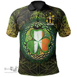 ScotsTee Shop Irish Towers Coat of Arms Irish Polo Shirt Circle Celtic Tree And Shamrock