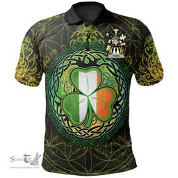 ScotsTee Shop Irish Young Coat of Arms Irish Polo Shirt Circle Celtic Tree And Shamrock
