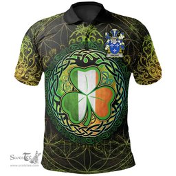 ScotsTee Shop Irish Vincent Coat of Arms Irish Polo Shirt Circle Celtic Tree And Shamrock