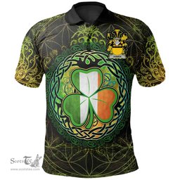 ScotsTee Shop Irish Tanner Coat of Arms Irish Polo Shirt Circle Celtic Tree And Shamrock
