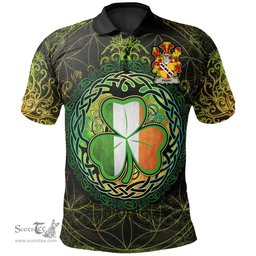 ScotsTee Shop Irish Perry Coat of Arms Irish Polo Shirt Circle Celtic Tree And Shamrock