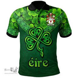 ScotsTee Shop Irish Barton Coat of Arms Irish Polo Shirt Ireland Shamrock Triangle Style