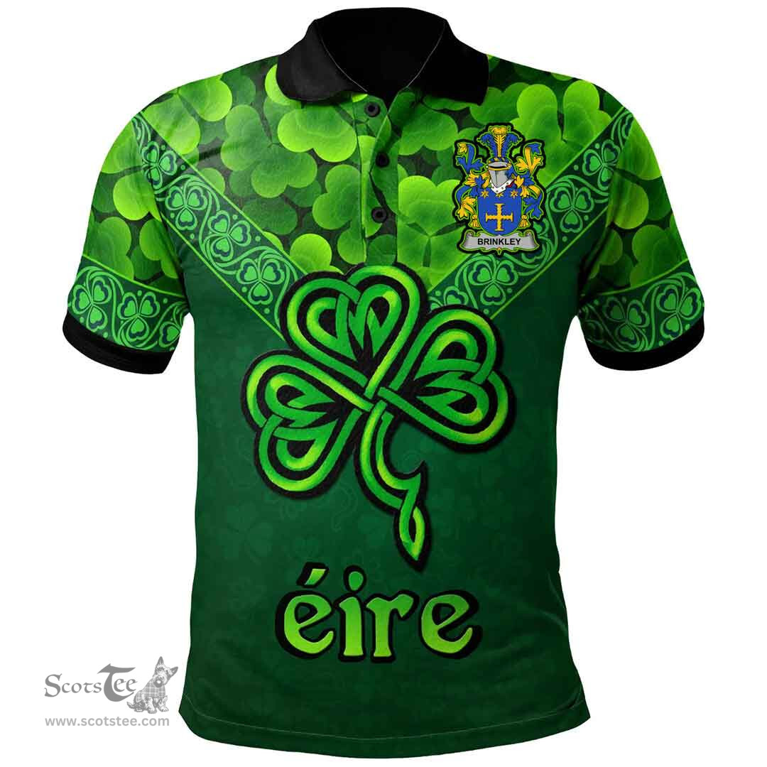 ScotsTee Shop Irish Brinkley Coat of Arms Irish Polo Shirt Ireland Shamrock Triangle Style