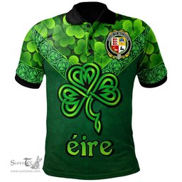 ScotsTee Shop Irish House of MACGRATH Coat of Arms Irish Polo Shirt Ireland Shamrock Triangle Style