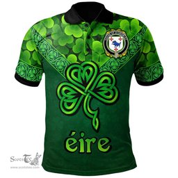 ScotsTee Shop Irish House of Crowley Coat of Arms Irish Polo Shirt Ireland Shamrock Triangle Style