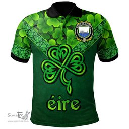 ScotsTee Shop Irish House of O'CAHILL Coat of Arms Irish Polo Shirt Ireland Shamrock Triangle Style