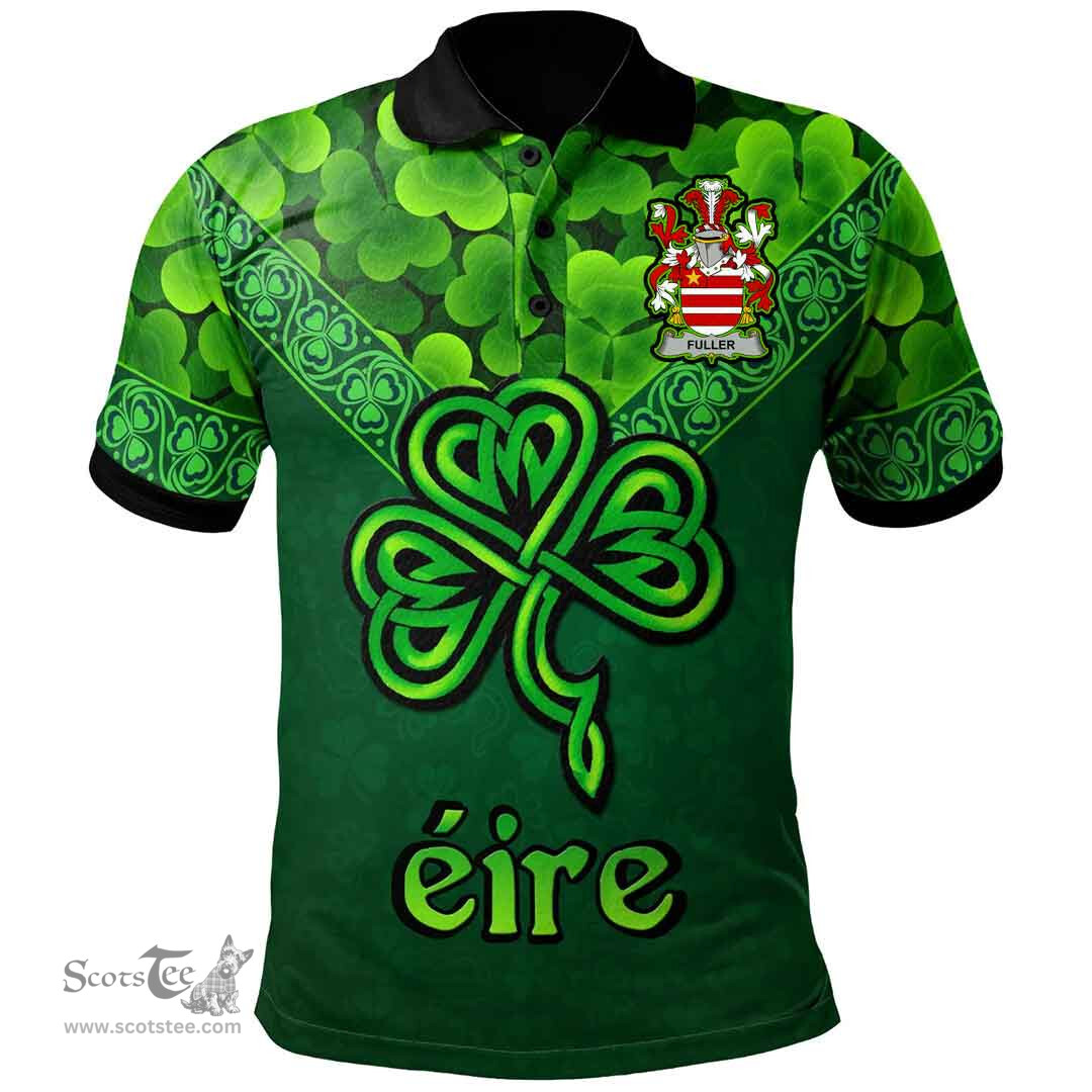 ScotsTee Shop Irish Fuller Coat of Arms Irish Polo Shirt Ireland Shamrock Triangle Style