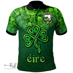 ScotsTee Shop Irish House of O'CALLAGHAN Coat of Arms Irish Polo Shirt Ireland Shamrock Triangle Style
