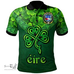 ScotsTee Shop Irish House of O'CAHAN (KEANE) Coat of Arms Irish Polo Shirt Ireland Shamrock Triangle Style