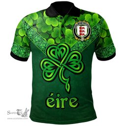 ScotsTee Shop Irish House of MACMAHON (Thomond) Coat of Arms Irish Polo Shirt Ireland Shamrock Triangle Style