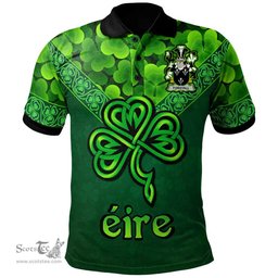 ScotsTee Shop Irish Forstall Coat of Arms Irish Polo Shirt Ireland Shamrock Triangle Style