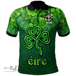 ScotsTee Shop Irish Ley Coat of Arms Irish Polo Shirt Ireland Shamrock Triangle Style