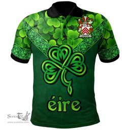 ScotsTee Shop Irish Langton Coat of Arms Irish Polo Shirt Ireland Shamrock Triangle Style