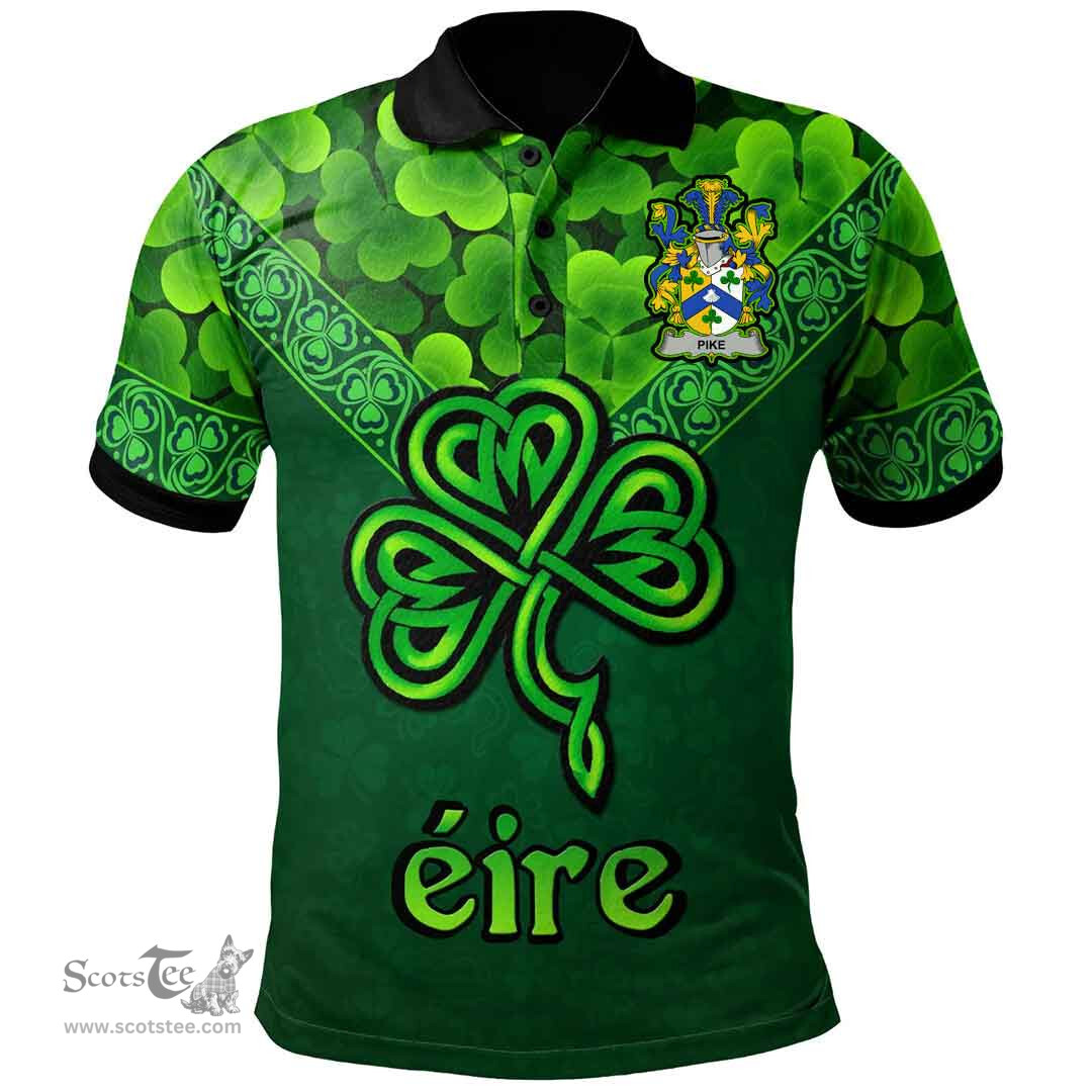 ScotsTee Shop Irish Pike Coat of Arms Irish Polo Shirt Ireland Shamrock Triangle Style