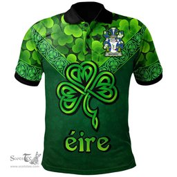 ScotsTee Shop Irish Mackesy Coat of Arms Irish Polo Shirt Ireland Shamrock Triangle Style