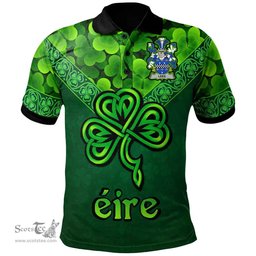 ScotsTee Shop Irish Lees or McAleese Coat of Arms Irish Polo Shirt Ireland Shamrock Triangle Style