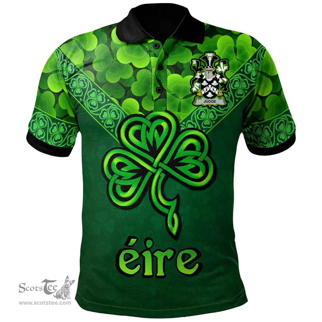 ScotsTee Shop Irish Judge Coat of Arms Irish Polo Shirt Ireland Shamrock Triangle Style